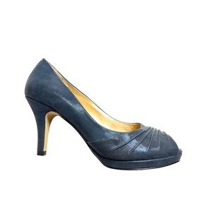 ALEX MARIE Midnight Blue Shimmer Peep Toe Heels 7